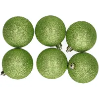 Cosy & Trendy 6x Kunststof kerstballen glitter appelgroen 8 cm kerstboom versiering - Kerstbal