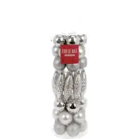 Merkloos 40x Glans/mat/glitter kerstballen/ijspegels zilver 6 cm kunststof kerstboom versiering/decoratie - Kerstbal