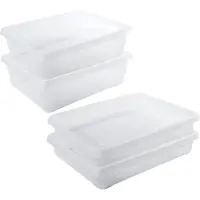 Hega hogar 4x Voedsel plastic bewaarbakjes laag 1,5 en 2,5 liter transparant - Vershoudbakjes