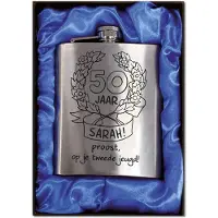 Benza Zakfles - Heupfles met Schroefdop - RVS - 50 jaar Sarah (inhoud 210 ml)