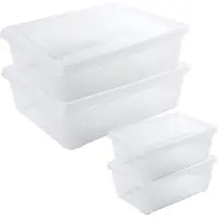 Hega hogar 4x Voedsel plastic bewaarbakjes hoog/diep 0,5 en laag 2,5 liter transparant - Vershoudbakjes