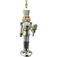 Clayre & Eef Kersthanger Notenkraker 3x3x10 cm Wit Kunststof Kerstbal Wit Kerstbal