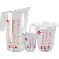 Hega hogar Set van 3x stuks keuken maatbekers - 0.2 / 1 en 1,4 liter inhoud - Maatbekers