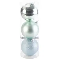 Cosy & Trendy 3x stuks grote kunststof kerstballen mintgroen 15 cm mat/glans/glitter - Kerstbal