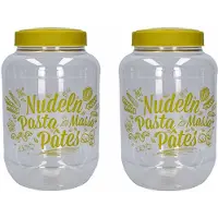 Hega hogar 2x stuks pasta voorraadpot/bewaarpot groene deksel 3700 ml kunststof 15,5 x 25 cm - Voorraadpot