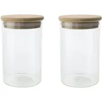 Cosy & Trendy Set van 2x stuks voorraadpotten/bewaarpotten 500 ml glas met houten deksel - Voorraadpot