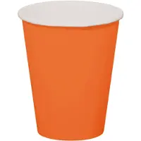 Folat 16x stuks drinkbekers van papier oranje 350 ml - Feestbekertjes