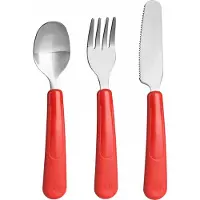 Trudeau bestekset Leon junior 12 cm PP/RVS rood 3-delig