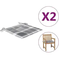 vidaXL Tuinstoelkussens 2 st 50x50x4 cm oxford stof ruitpatroon grijs