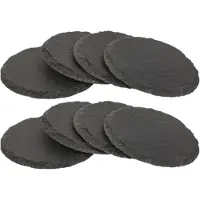 Out of the blue Set van 8x stuks leisteen glazen onderzetters diameter 10 cm - Glazenonderzetters