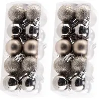 Cosy & Trendy 40x stuks kleine kunststof kerstballen champagne 3 cm mat/glans/glitter - Kerstbal
