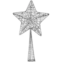 Cosy & Trendy Kunststof ster piek/kerstboom topper glitter zilver 28 cm - kerstboompieken