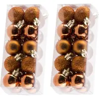 Cosy & Trendy 40x stuks kleine kunststof kerstballen oranje 3 cm mat/glans/glitter - Kerstbal