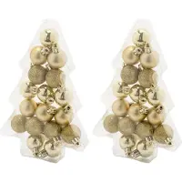 Cosy & Trendy 34x stuks kleine kunststof kerstballen goud 3 cm mat/glans/glitter - Kerstbal