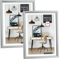 Zep 2x stuks fotolijst zilver kunststof geschikt voor een foto van 13 x 18 cm - Fotolijsten