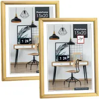 Zep 2x stuks fotolijst goud kunststof geschikt voor een foto van 15 x 20 cm - Fotolijsten