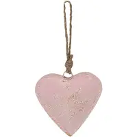 Clayre & Eef Hanger Hart 18 cm Roze Ijzer Kersthanger Roze Kersthanger
