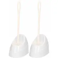 Forte Plastics 2x Witte toiletborstels/wc-borstels met houder kunststof 45 cm - Toiletborstels