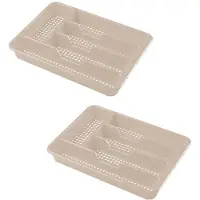 Hega hogar 2x stuks bestekbak/bestekhouders 5-vaks taupe 34 x 25 x 4 cm - Bestekbakken