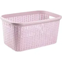 Forte Plastics Set van 2x stuks kunststof open rotan wasmand van 35 liter in het lichtroze - Wasmanden