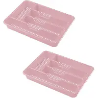 Hega hogar 2x stuks bestekbak/bestekhouders 5-vaks oud roze 34 x 25 x 4 cm - Bestekbakken