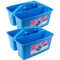 Hega hogar 2x stuks blauwe opbergbox/opbergdoos mand met handvat 6 liter kunststof - Opbergbox