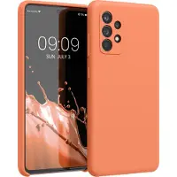 Kwmobile telefoonhoesje geschikt voor Samsung Galaxy A52 / A52 5G / A52s 5G - Hoesje met siliconen coating - Smartphone case in zomers oranje