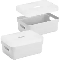 Sunware Opbergboxen met transparante deksel - 4x stuks - kastmanden - wit - 9 liter - kunststof - 35 x 25 x 12 cm - Opbergers