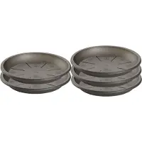 PlasticForte Set van 5x stuks water opvangschaal bakje Planten/bloempot antraciet grijs rond 24 cm - Kunststof - Pot van 30/35 cm diameter