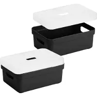 Sunware Opbergboxen met transparante deksel - 4x stuks - kastmanden - zwart - 9 liter - kunststof - 35 x 25 x 12 cm - Opbergers