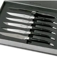 Laguiole set van 6 steakmessen zwart hoorn, T62MINBN
