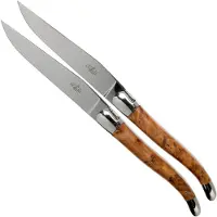Laguiole , LAT22MINTHBRI, 2-delige steakmessenset gepolijst, Thuya-hout