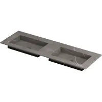 Ink Post Meubelwastafel 140x45cm Keramische Slab - Dubbel - Zonder Kraangaten - Armani Grey Mat - 8718835129224 - Rechthoekig - Wastafels,