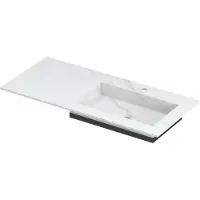 Ink Post Meubelwastafel 100x45cm Keramische Slab - Rechts - 1 Kraangat - Calacatta Mat - 8718835134761 - Rechthoekig - Wastafels, Meubelwastafels