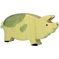 Holztiger Boerderij - Mannetjesvarken - 14X3X7Cm - Houten Figuur - Handgemaakt