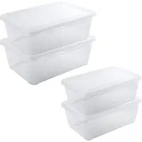Hega hogar 4x Voedsel plastic bewaarbakjes hoog/diep 1 en 2 liter transparant - Vershoudbakjes