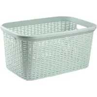 Forte Plastics Plasticforte rotan wasmand - 35 liter - mintgroen - kunststof - badkamer - 53 x 36 x 26 cm - Wasmanden