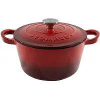 Tomado Braadpan, rood - gietijzer - geëmailleerd - diameter 24 cm / 4,5 liter