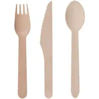 Excellent houseware Houten wegwerp party/bbq bestek sets voor 40x personen messen/vorken/lepels van 16 cm - Besteksets