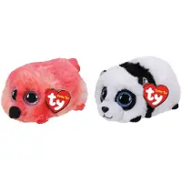TY - Knuffel - Teeny Ty's - Gilda Flamingo & Bamboo Panda