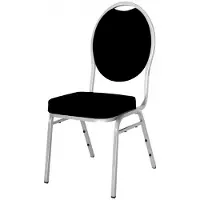 HorecaTraders Stapelstoel | Staal | Zwart/Zilver | 4 stuks
