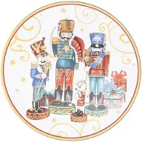 Clayre & Eef Onderbord Ø 40 cm Rood Blauw Kunststof Notenkrakers Kerstbord Rood Kerstbord