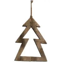 Massamarkt dijk natural collections Hangdecoratie boom hout 28x38x2cm bruin