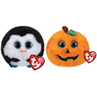 TY - Knuffel - Teeny Puffies - Waddles Penguin & Halloween Pumpkin