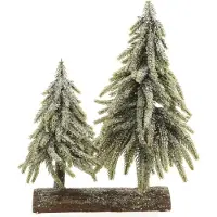 Bigbuy Kerstboom Dubbel Besneeuwd Houten basis (28 x 16 x 28 cm)