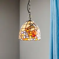ARTISTAR Tiffany hanglamp COLIBRI, dimbaar, multicolor, Woon-/ Eetkamer, Glas, Tiffany, Hanglamp