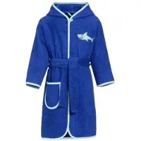 Playshoes Blauwe Badjas/ochtendjas Haai Borduursel Voor Kinderen 122/128 (7-8 Jr) - Badjassen