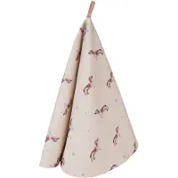 Clayre & Eef Theedoek Ø 80 cm Beige Katoen Rond Teckel Keukenhanddoek Beige Keukenhanddoek