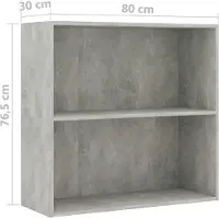 vidaXL Boekenkast met 2 schappen 80x30x76,5 cm bewerkt hout betongrijs