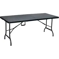 Erro Vouwtafel - campingtafel - inklapbare tafel - plooitafel - Klaptafel met wickerlook - 180x74cm - zwart